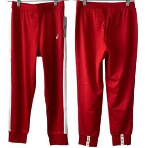 NEW ASICS Junior's Lani Track Pants Size Medium Red Warm Up Pants Sports Stretch